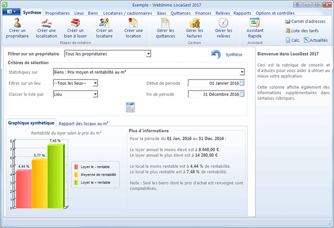 Statistiques de votre gestion immobilière